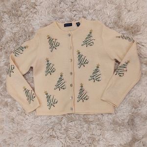 Karen Scott 100% wool Christmas Cardigan S